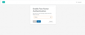 Enable two-factor authentication window to enter token