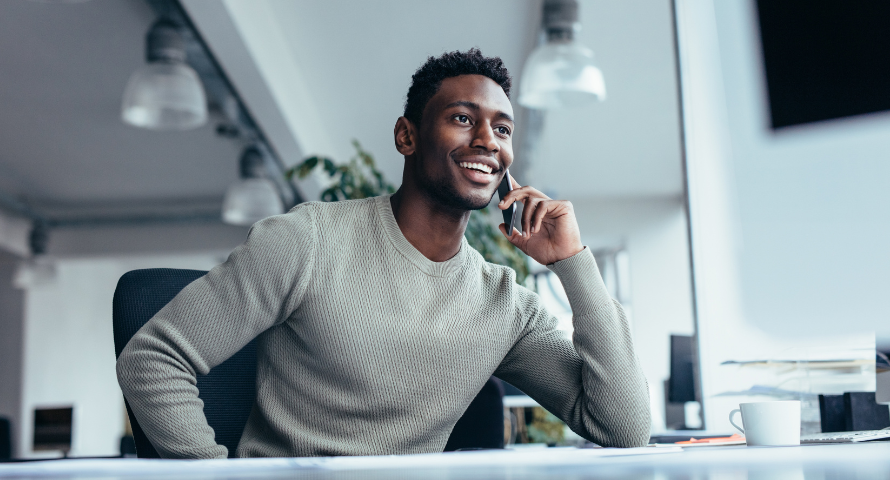 A person talking on the mobile phone.